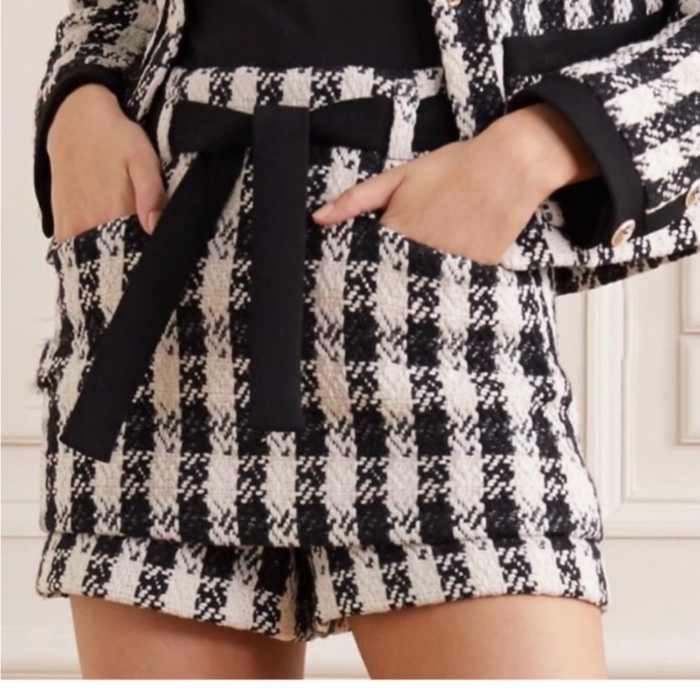 Maje Black and White Checkered Shorts